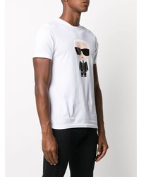 T-shirt à col rond imprimé blanc Karl Lagerfeld