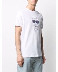 T-shirt à col rond imprimé blanc Karl Lagerfeld