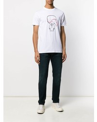 T-shirt à col rond imprimé blanc Karl Lagerfeld