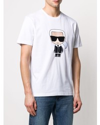 T-shirt à col rond imprimé blanc Karl Lagerfeld