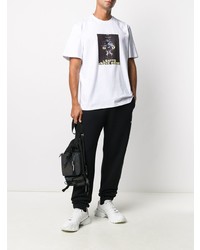 T-shirt à col rond imprimé blanc MSGM