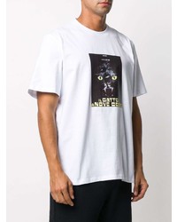 T-shirt à col rond imprimé blanc MSGM