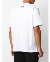 T-shirt à col rond imprimé blanc MSGM