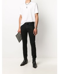 T-shirt à col rond imprimé blanc Saint Laurent