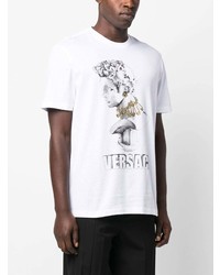 T-shirt à col rond imprimé blanc Versace