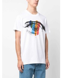 T-shirt à col rond imprimé blanc PS Paul Smith