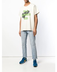 T-shirt à col rond imprimé blanc Rhude