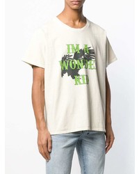 T-shirt à col rond imprimé blanc Rhude