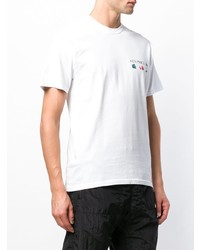 T-shirt à col rond imprimé blanc Stussy