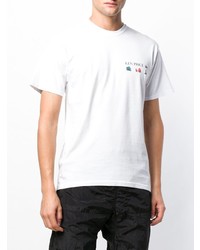 T-shirt à col rond imprimé blanc Stussy