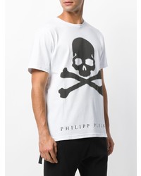 T-shirt à col rond imprimé blanc Philipp Plein