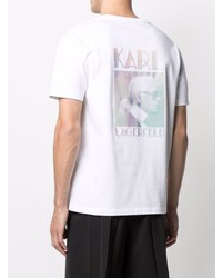 T-shirt à col rond imprimé blanc Karl Lagerfeld