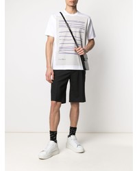 T-shirt à col rond imprimé blanc Junya Watanabe