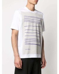 T-shirt à col rond imprimé blanc Junya Watanabe