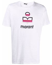 T-shirt à col rond imprimé blanc Isabel Marant