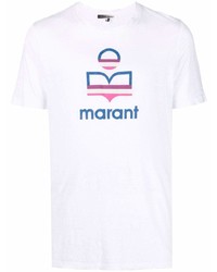 T-shirt à col rond imprimé blanc Isabel Marant