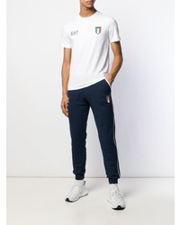 T-shirt à col rond imprimé blanc Ea7 Emporio Armani