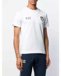 T-shirt à col rond imprimé blanc Ea7 Emporio Armani