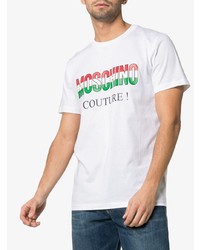 T-shirt à col rond imprimé blanc Moschino