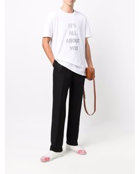 T-shirt à col rond imprimé blanc Helmut Lang