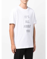 T-shirt à col rond imprimé blanc Helmut Lang