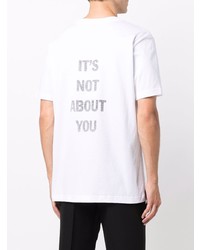 T-shirt à col rond imprimé blanc Helmut Lang