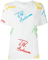 T-shirt à col rond imprimé blanc J.W.Anderson