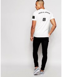 T-shirt à col rond imprimé blanc Jack and Jones