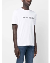 T-shirt à col rond imprimé blanc Jacob Cohen