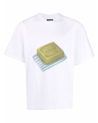 T-shirt à col rond imprimé blanc Jacquemus