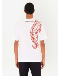T-shirt à col rond imprimé blanc Ferragamo