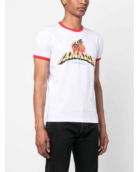 T-shirt à col rond imprimé blanc DSQUARED2