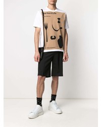 T-shirt à col rond imprimé blanc Junya Watanabe