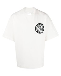 T-shirt à col rond imprimé blanc Jil Sander