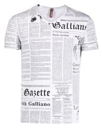 T-shirt à col rond imprimé blanc John Galliano Pre-Owned