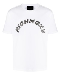 T-shirt à col rond imprimé blanc John Richmond