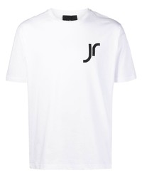 T-shirt à col rond imprimé blanc John Richmond