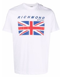 T-shirt à col rond imprimé blanc John Richmond