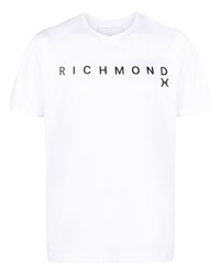 T-shirt à col rond imprimé blanc John Richmond