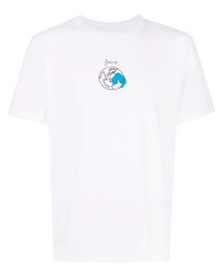 T-shirt à col rond imprimé blanc Julien David