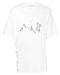 T-shirt à col rond imprimé blanc Julius