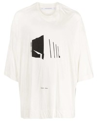 T-shirt à col rond imprimé blanc Julius
