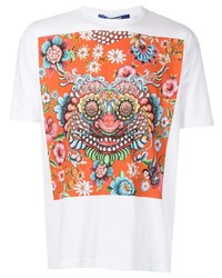 T-shirt à col rond imprimé blanc Junya Watanabe MAN