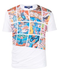 T-shirt à col rond imprimé blanc Junya Watanabe MAN