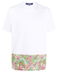 T-shirt à col rond imprimé blanc Junya Watanabe MAN