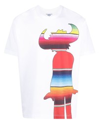 T-shirt à col rond imprimé blanc Junya Watanabe MAN