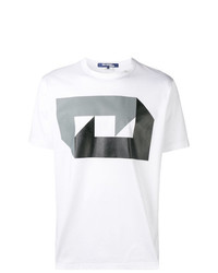 T-shirt à col rond imprimé blanc Junya Watanabe MAN