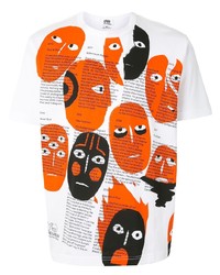 T-shirt à col rond imprimé blanc Junya Watanabe