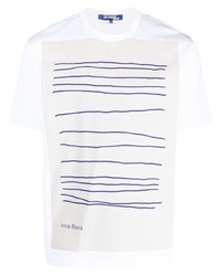 T-shirt à col rond imprimé blanc Junya Watanabe