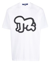 T-shirt à col rond imprimé blanc Junya Watanabe